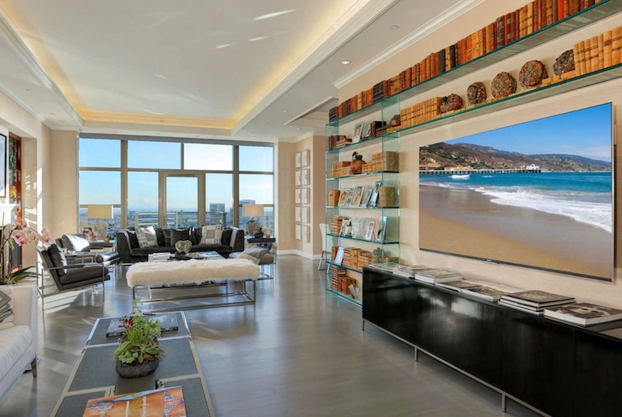 Living room of Yolanda Hadid's former penthouse condo in L.A.