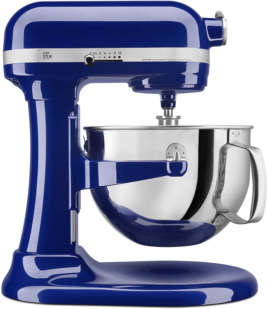 blue and silver stand mixer