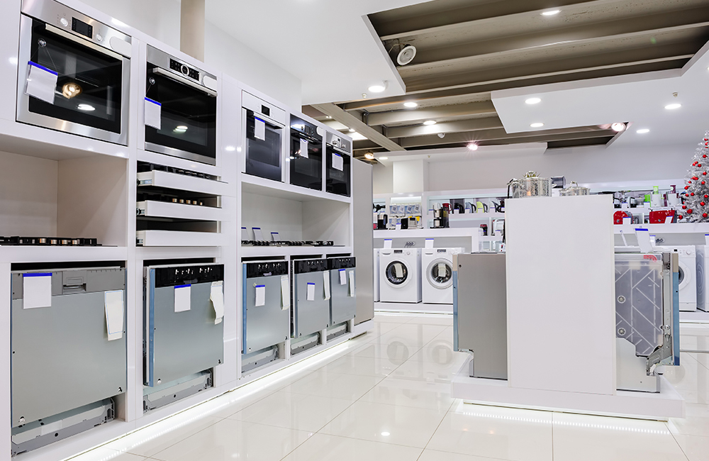Dishwashers, dryers and stoves on sale at store