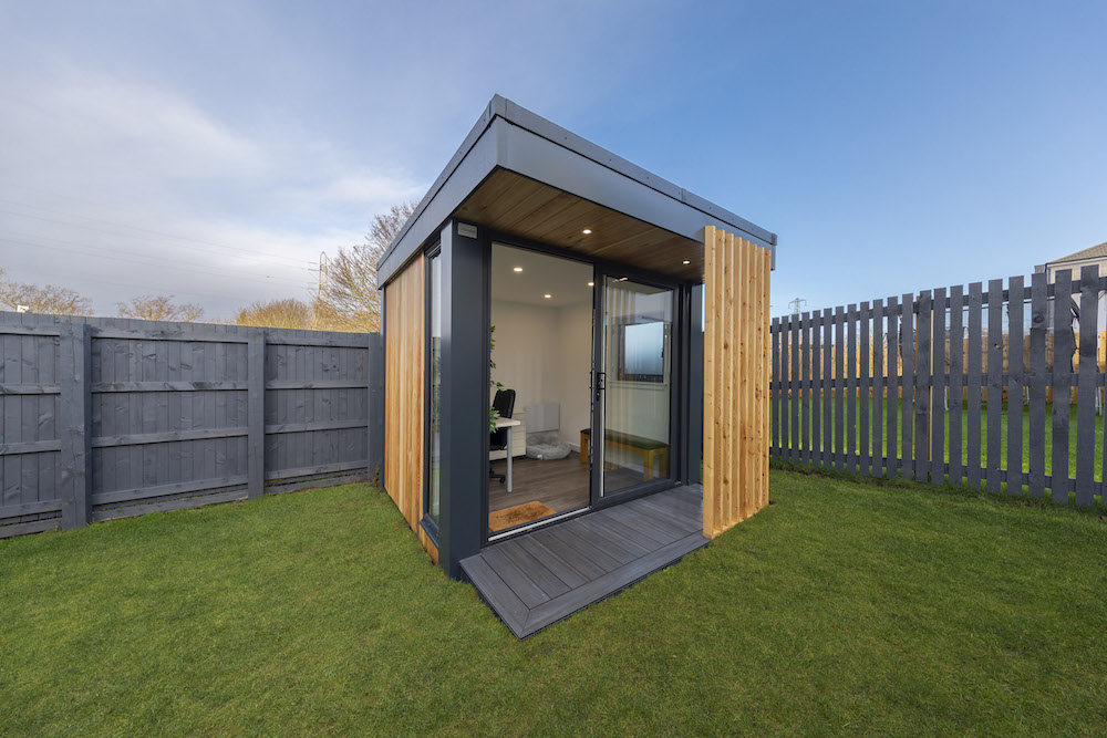 A stylish, modern backyard pod