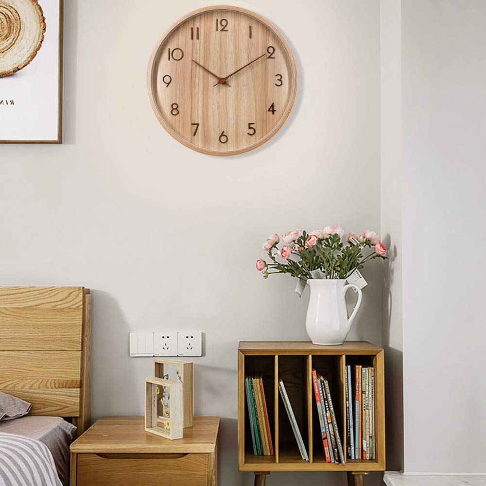Bamboo wall clock in bedroom