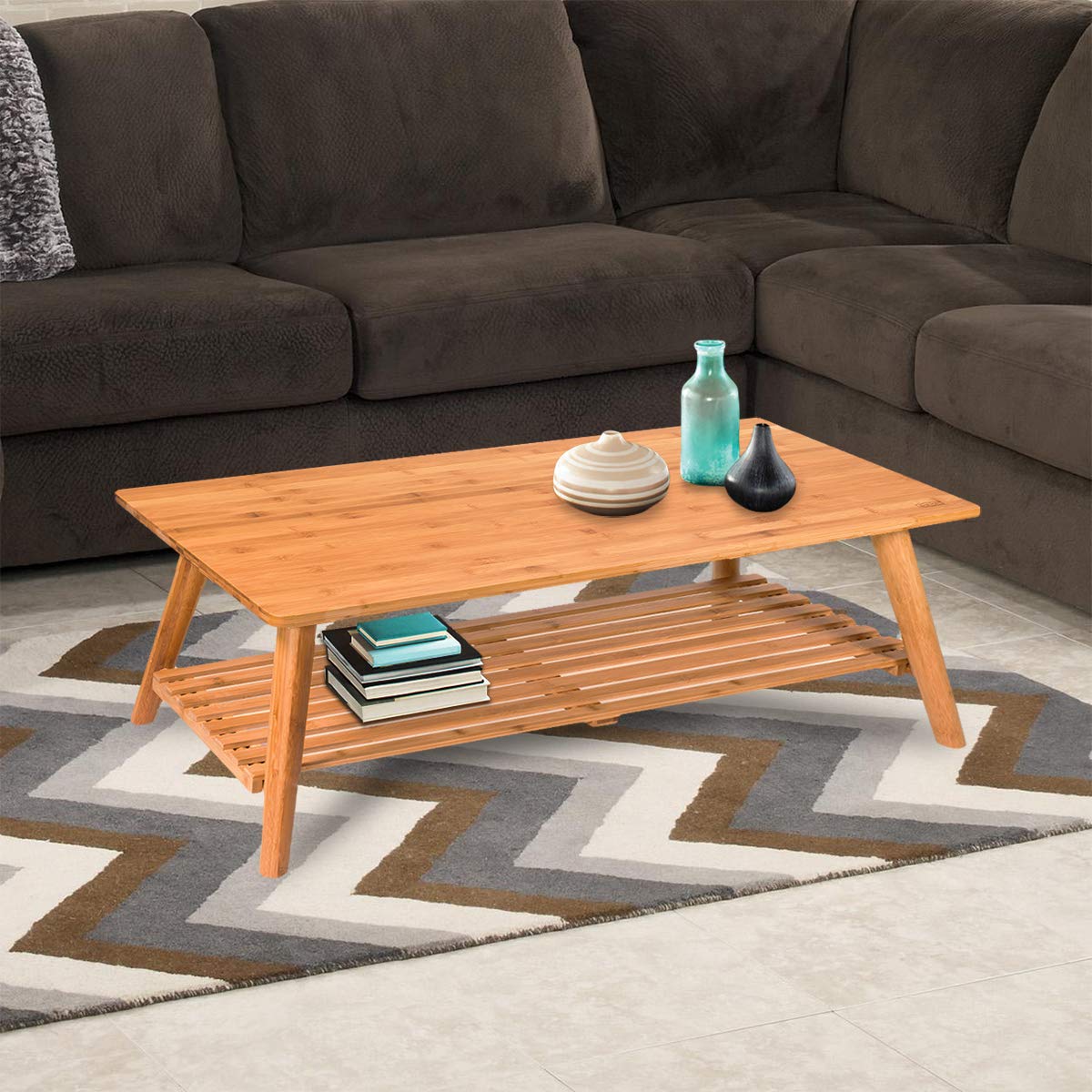 Bamboo coffee table in living room