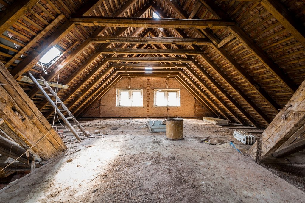 Empty and bare attic