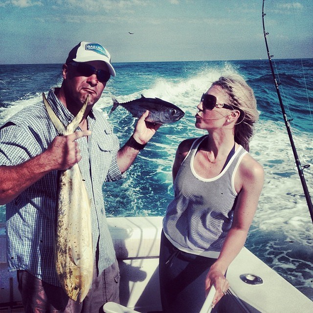 Sarah and Bryan Baeumler fishing.