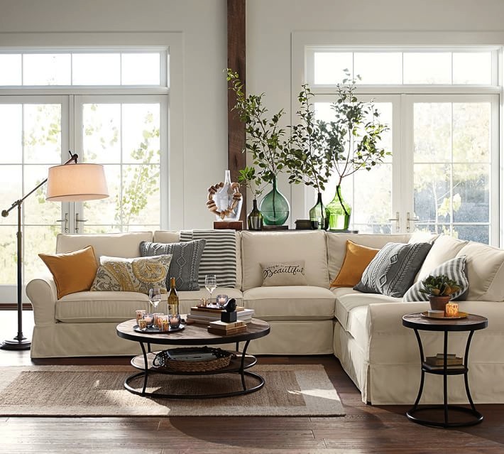 Traditional white sectional sofa from pottery barn