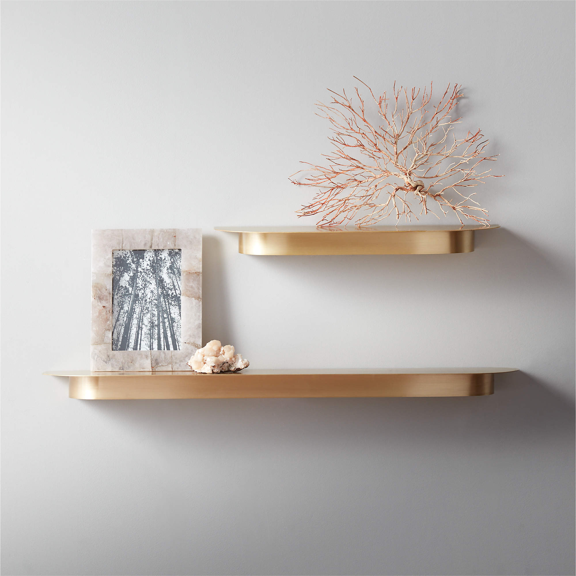 floating shelves hung on a wall