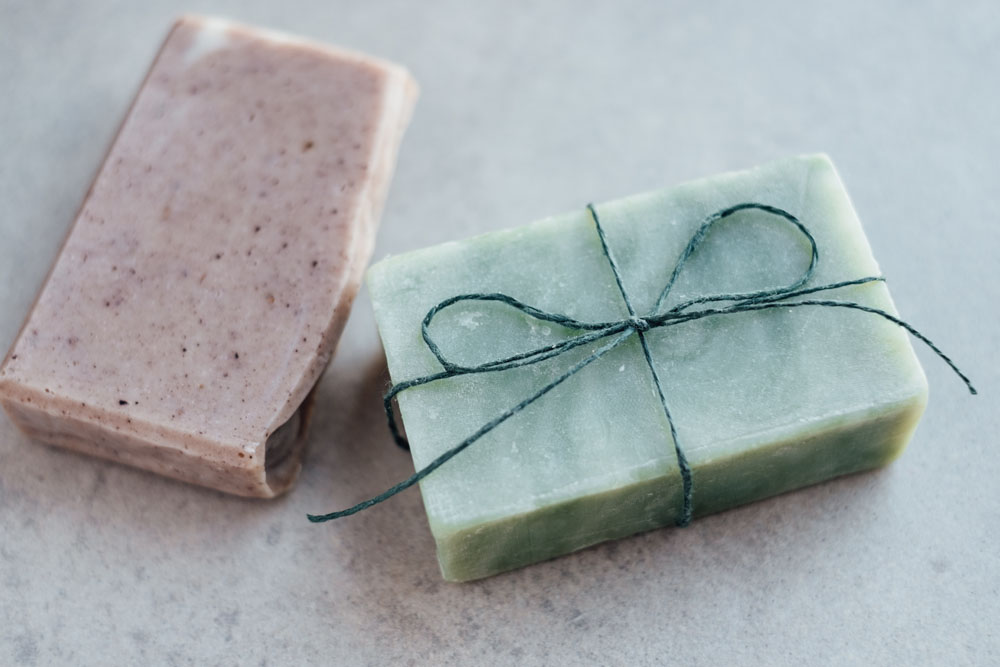 Fresh bars of homemade soap