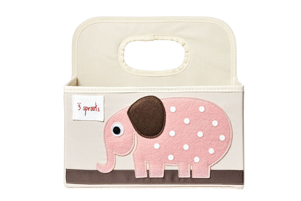 Diaper caddy with an elephant print