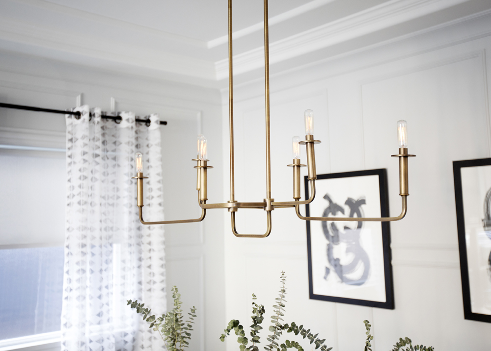 Modern brass chandelier
