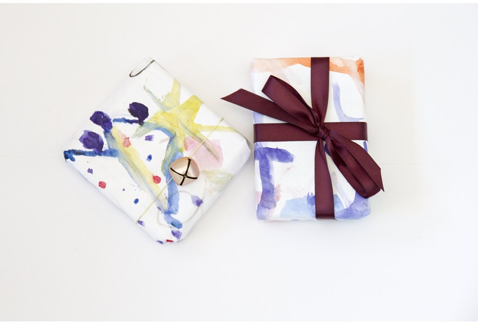diy gift wrapping paper made out of kid's artwork