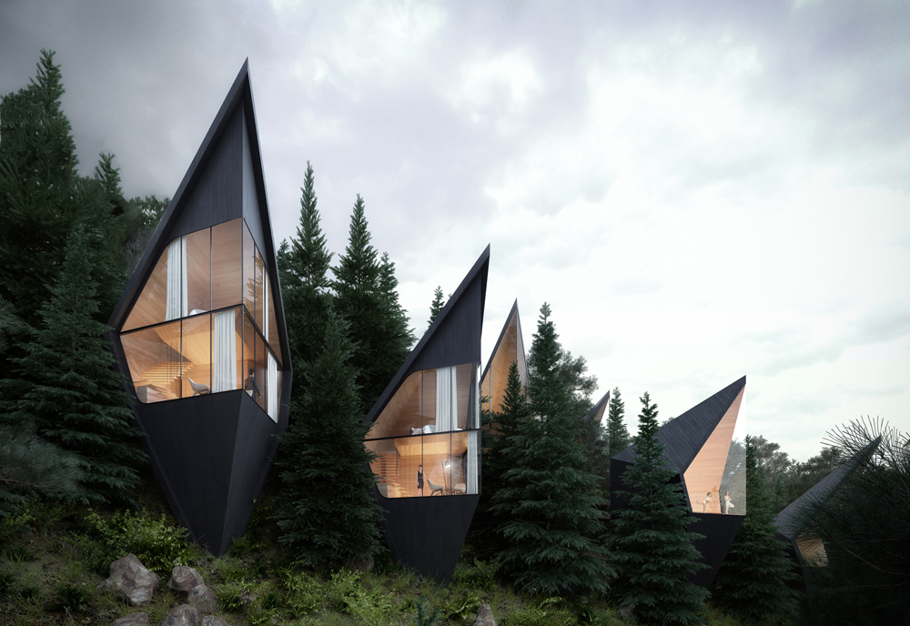 Uniquely designed luxury treehouse hotels in the Dolomites, surrounded by lush greenery