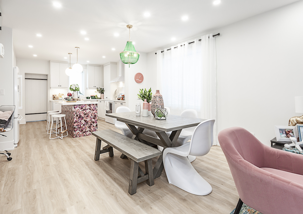 Open concept with pink touches