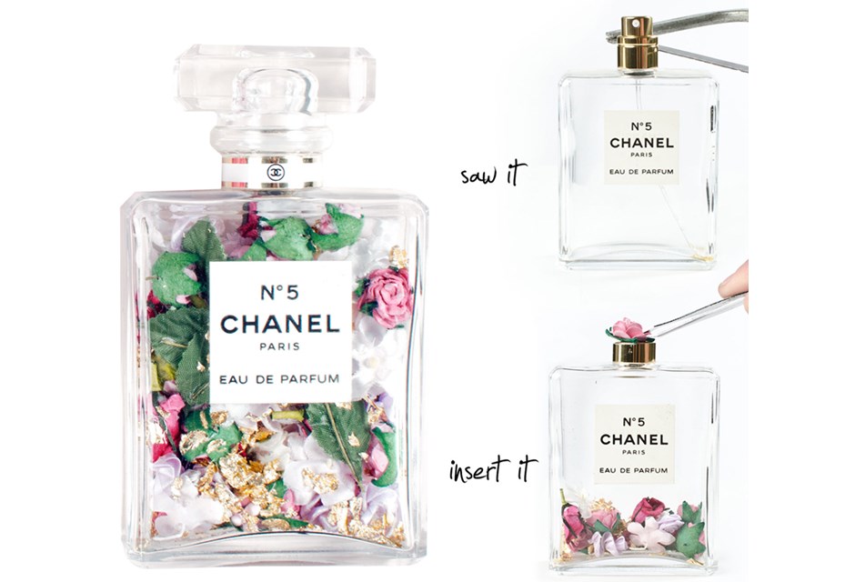 Floral-Filled Perfume Bottle