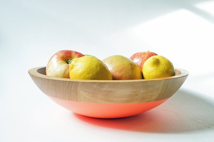 Colourful wood serving bowl