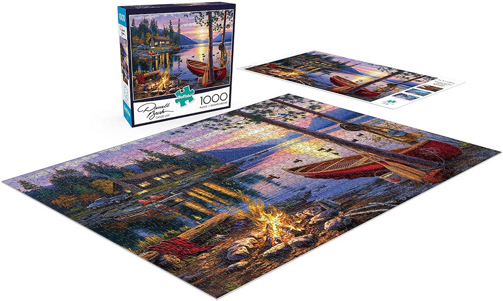 puzzle of lake scene and box
