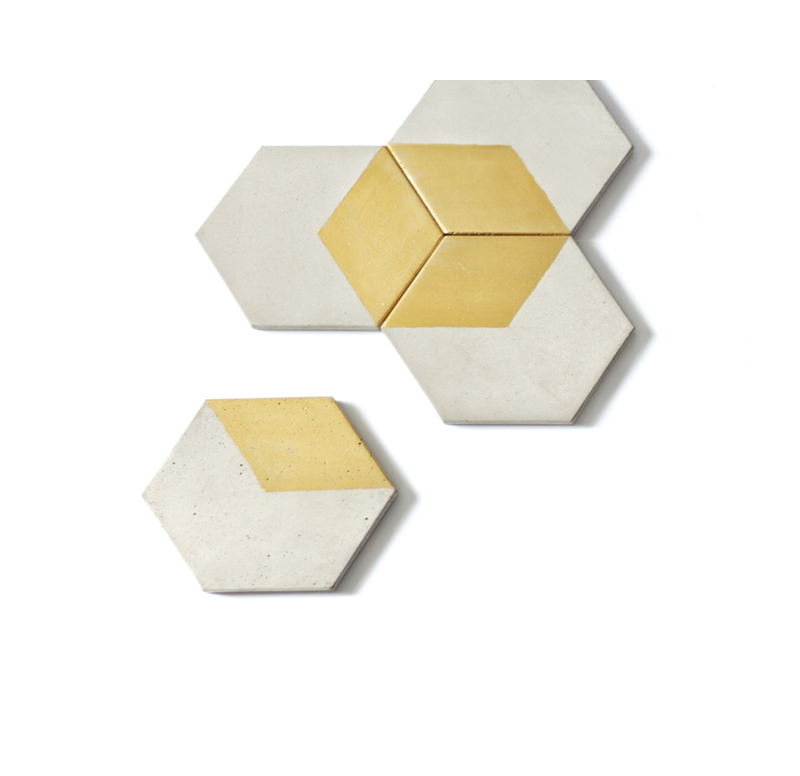 Gold concrete coasters by mind the minimal.