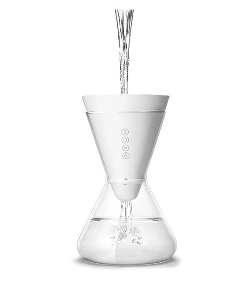 A pristine, white plant-based water filter