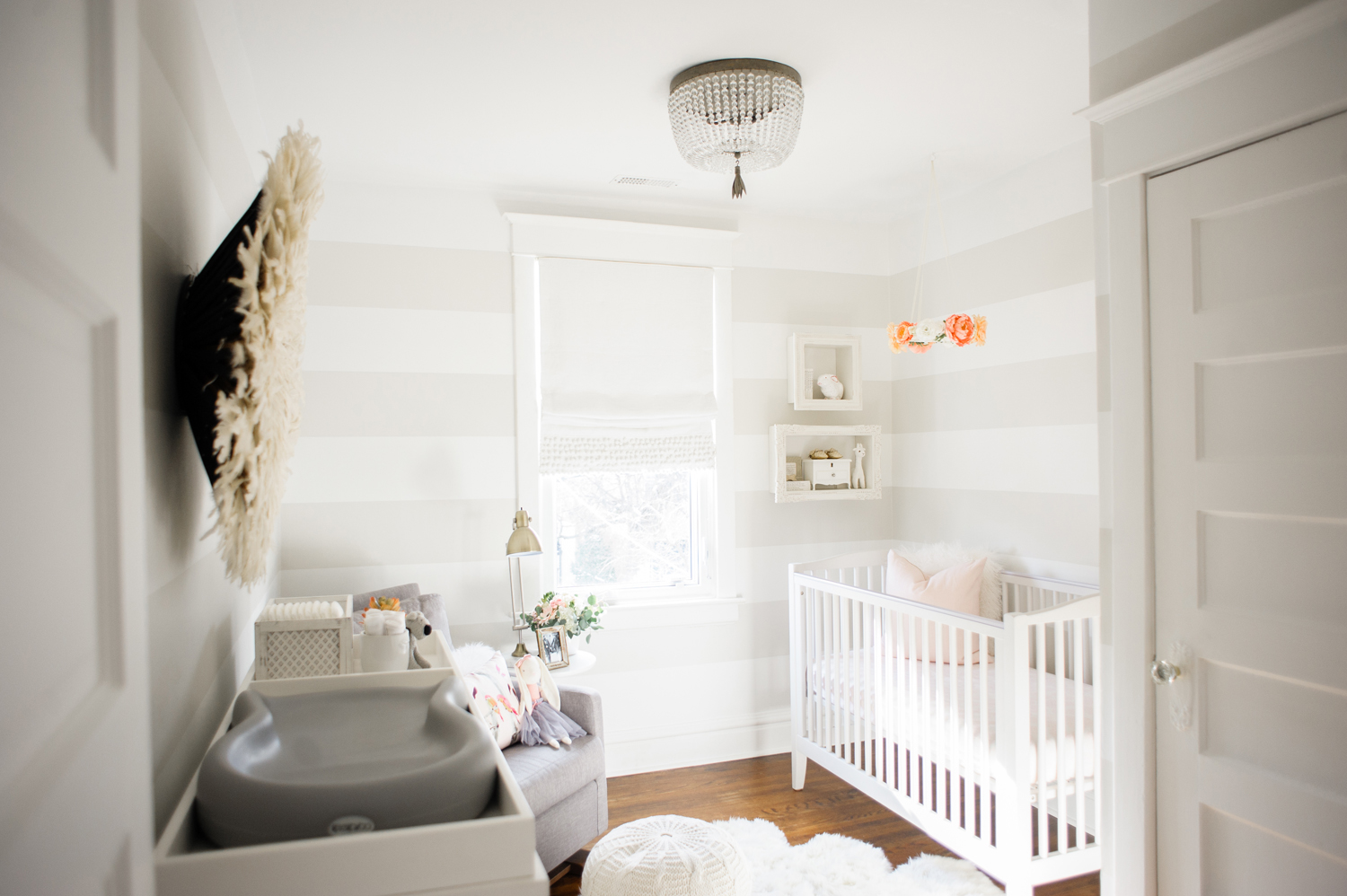 White and Pink Baby Girl Nursery