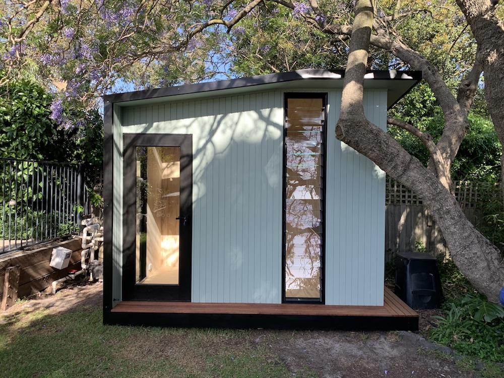 A backyard outdoor office