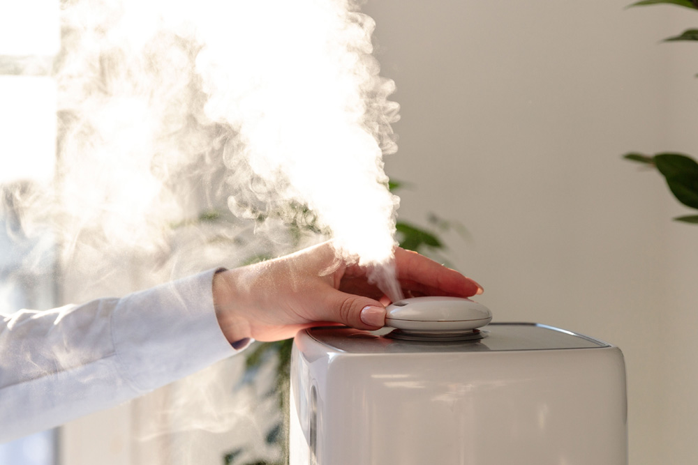Person using a humidifier