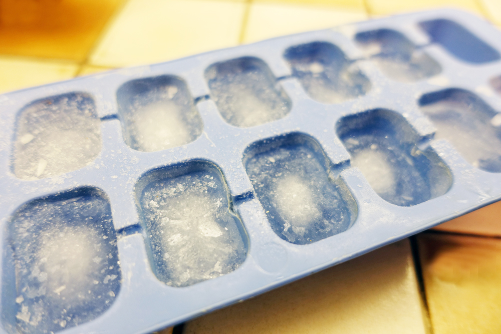 Ice cubes in an ice cube tray