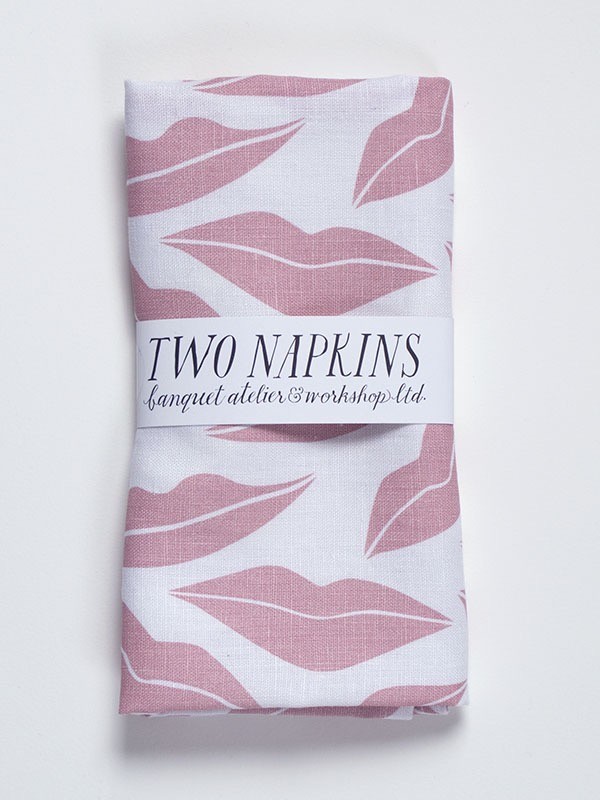Blush Pink Hot Lips Tea Towel