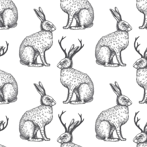 Stylish rabbit-patterned wallpaper