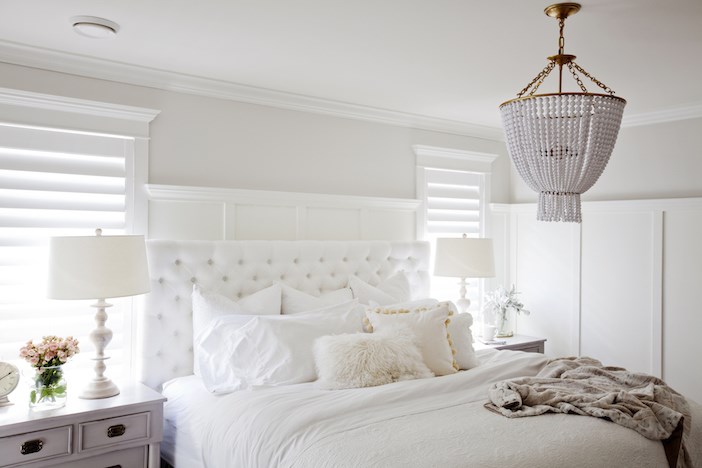 An all-white bedroom