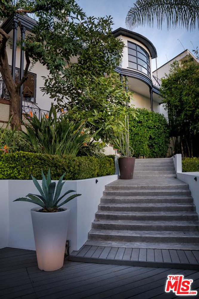 The staircase leading to the front door of Judy Garland's former Hollywood Hills mansion