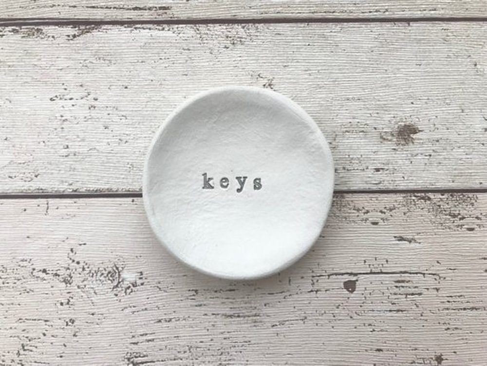 White ceramic bowl for keys