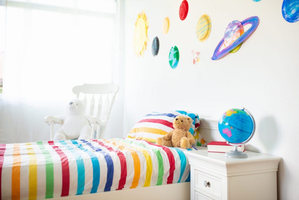 bright Kids room with space decoration