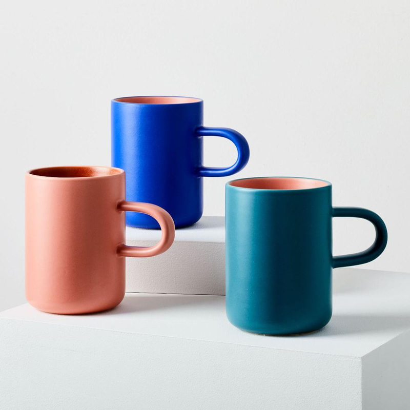 Colourful ceramic mugs