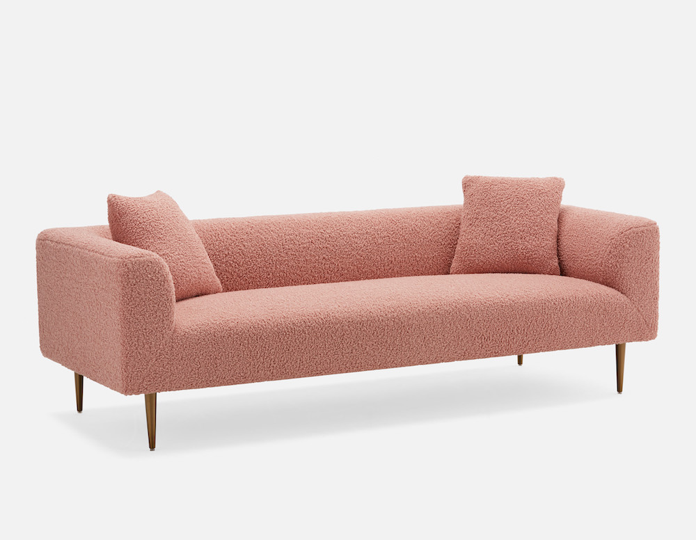 Faux shearling pink sofa