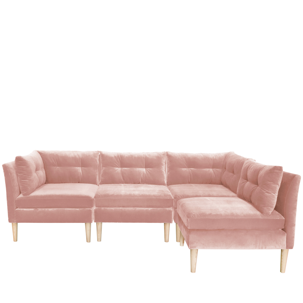 Pink velvet sectional sofa