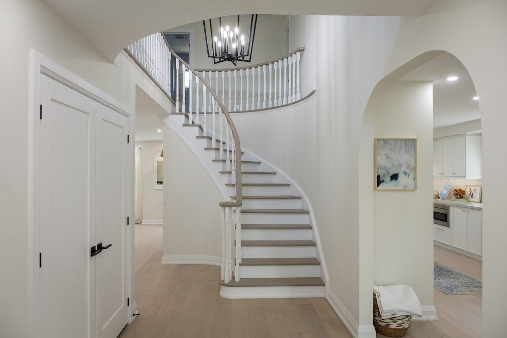 White modern spiral stairs
