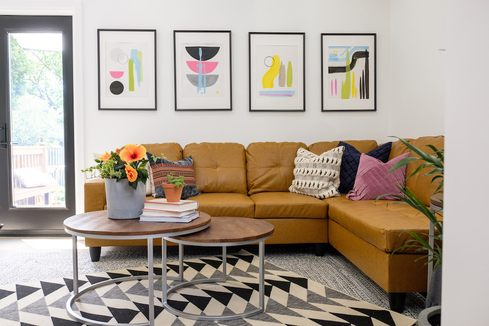 Sectional sofa in colourful living room