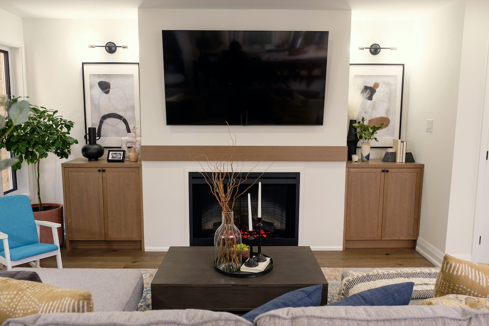 Fireplace and mounted TV