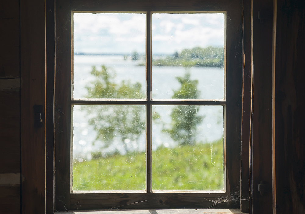 View of lake from cottage window