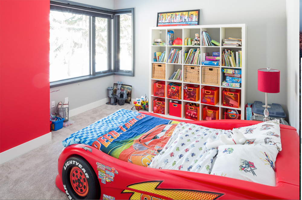A Pixar Cars themed child's room with lots of storage