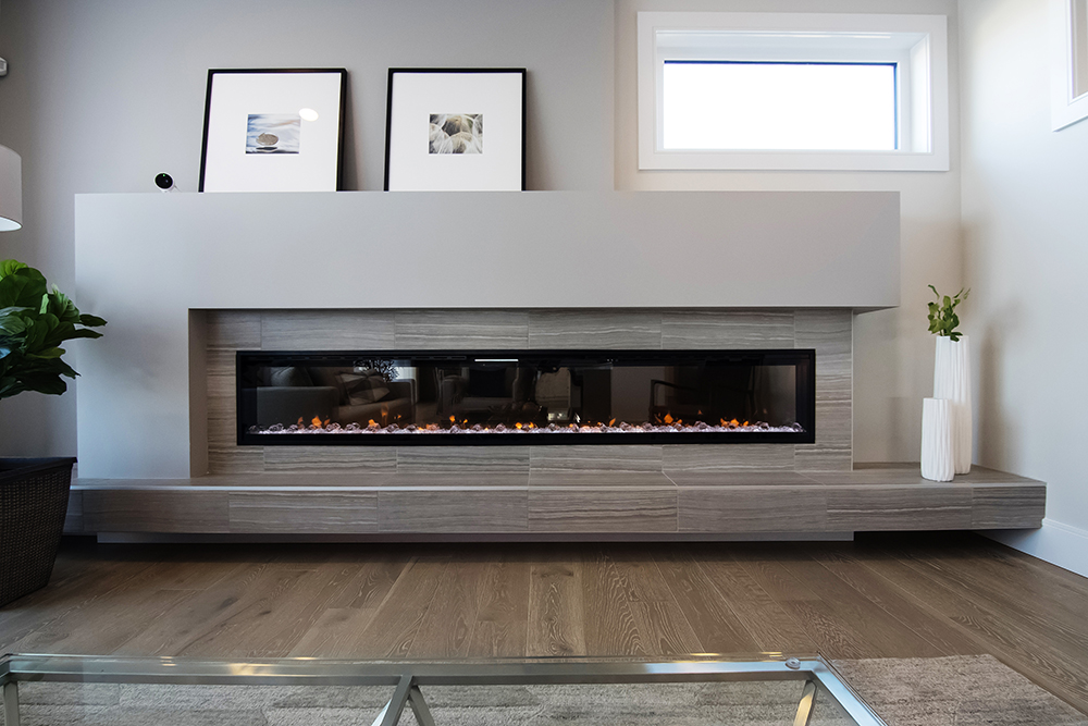 A fireplace in a living room
