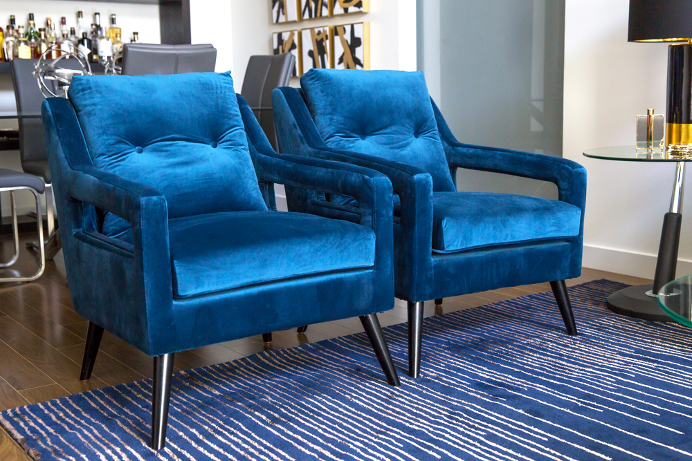 Blue velvet chairs