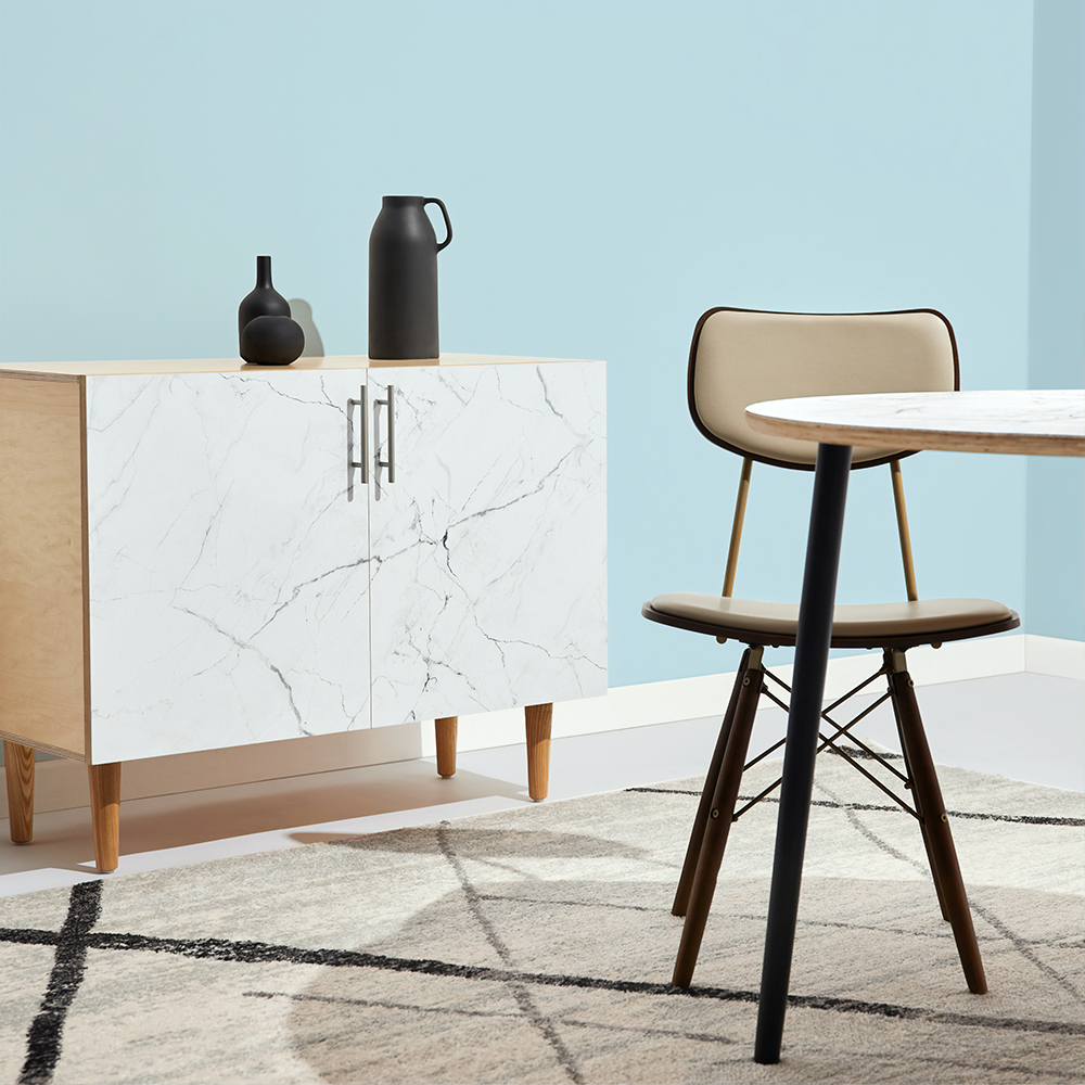 Modern dining room furniture with marble cabinet