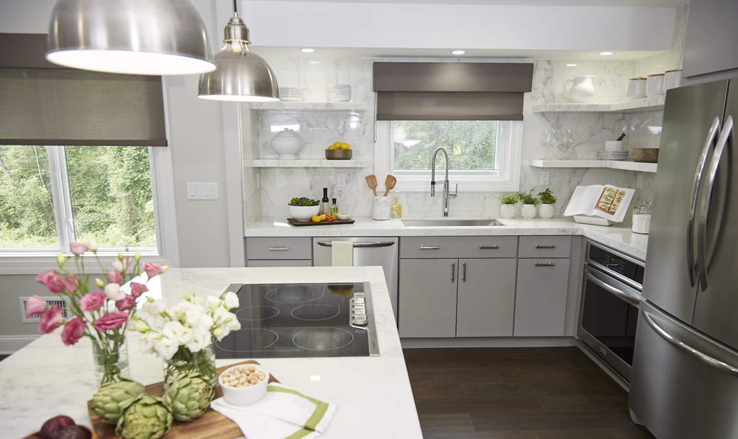 Gorgeous white and grey kitchen design