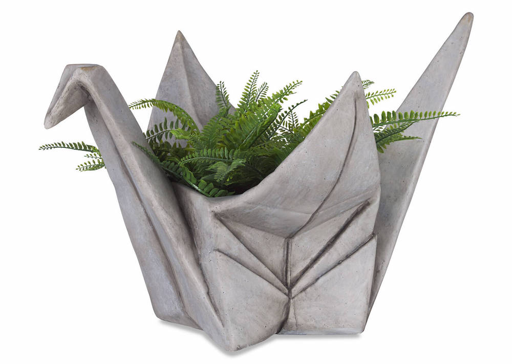 origami planter with green plant