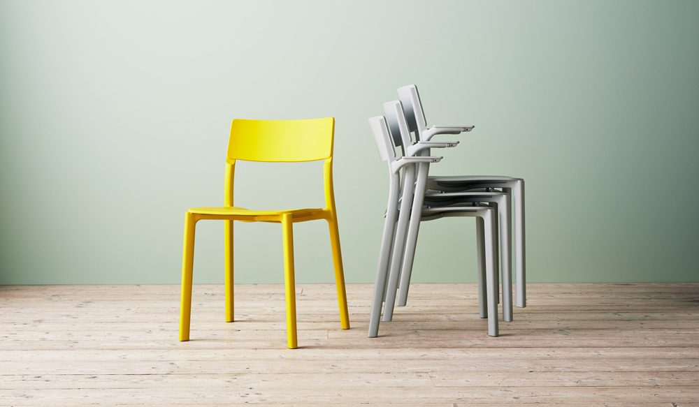 Yellow and gray chairs from IKEA