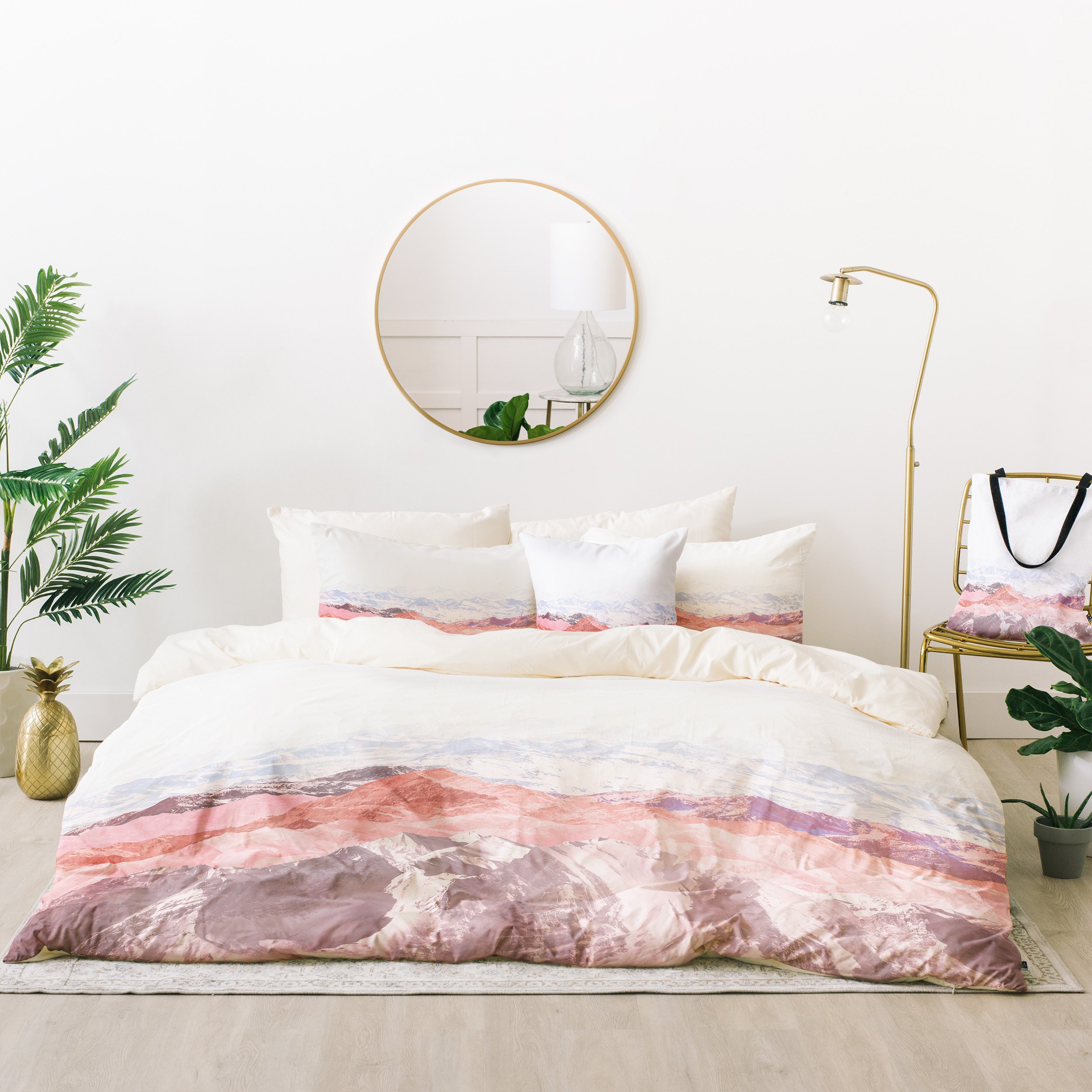 Pastel duvet cover on a bed