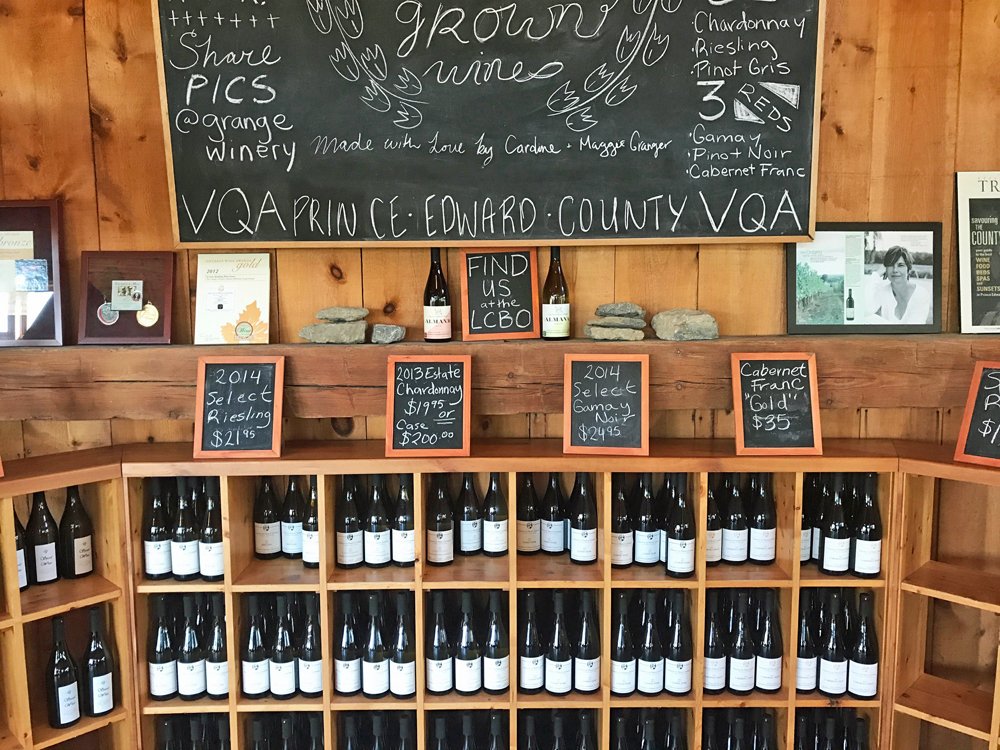 This wine display in the barn encapsulates the personality of the vineyard and its founder.