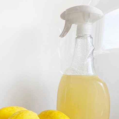 spray bottle with lemon and vinegar