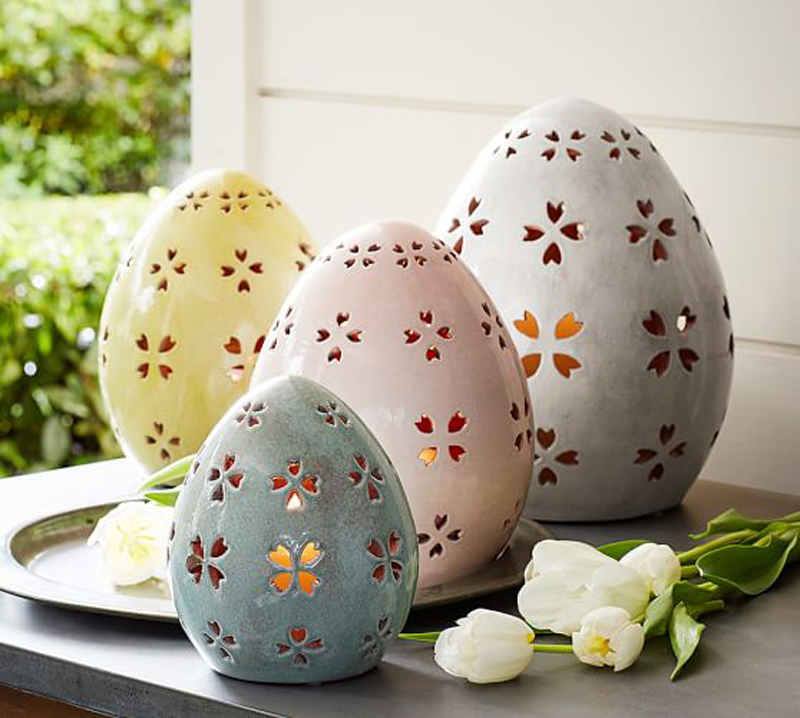 Hand-punched pastel eggs for Easter decor