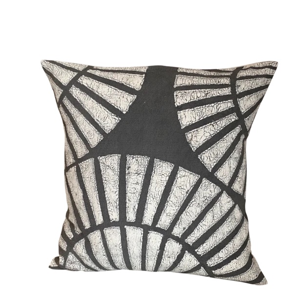 Grey and white patterned pillow